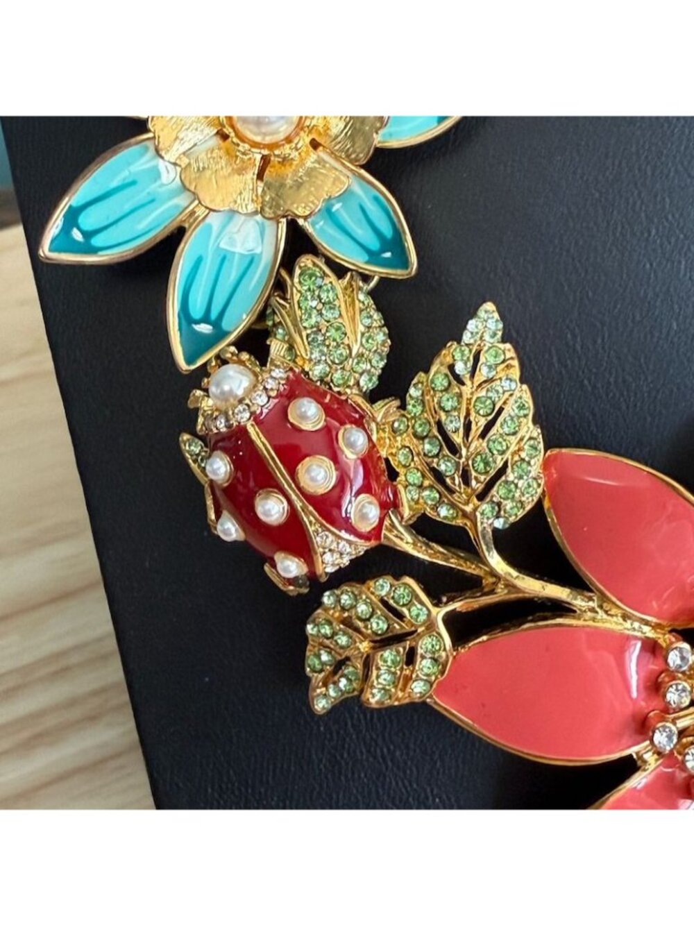 Joan Rivers Classics Collection Garden Party Gold-Tone Enamel Necklace W/ Floral - Picture 4 of 10